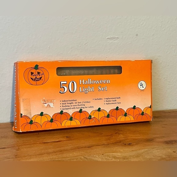 Other - Pumpkin Time 50 Halloween Light Set Holiday Orange New Tested Kmart Vtg